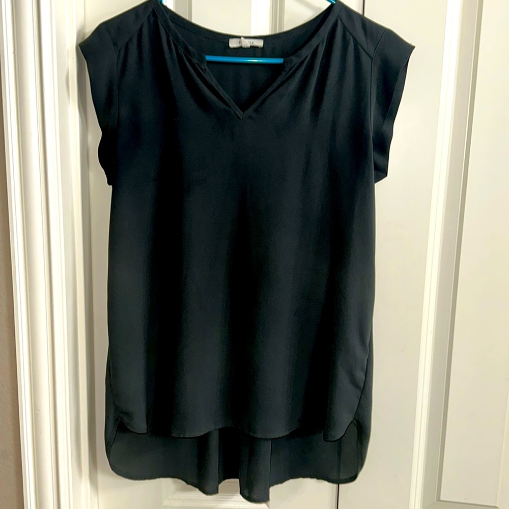 Pleione olive green blouse high low loose XS